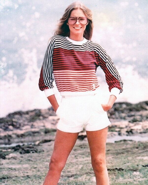 Cheryl Ladd 1970's pose in white shorts and sunglasses 8x10 inch