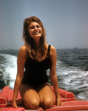 Sophia Loren smiles in black swimsuit sunning herself aboard boat 8x10 photo