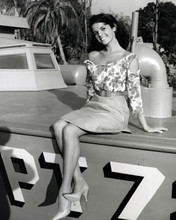 McHale's Navy 1964 TV series Claudine Longet poses on PT-73 boat 8x10 inch photo