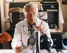 Buddy Ebsen in his lab coat with microscope as Barnaby Jones 8x10 inch photo