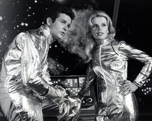 Lost in Space Marta Kristen Mark Goddard in Season 1 silver outfits ...