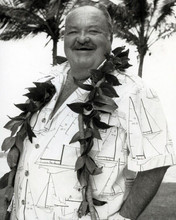 William Conrad smiling in Hawaiian shirt with lei Jake & The Fat Man 8x10 photo