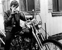 Peter Fonda smokes cigarette sitting on Harley dragon Wild Angels 8x10 photo