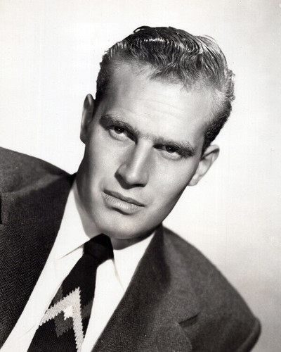 Charlton Heston dashing 1950's Hollywood portrait in jacket & tie 8x10 ...