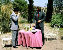 Le Mepris Jack Palance & Michel Piccoli drink wine 8x10 inch real photo