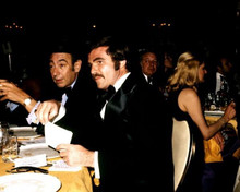 Burt Reynolds dines with Howard Cosell 1970's Hollywood 8x10 inch real photo