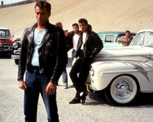 Grease Jeff Conaway as Kenickie standing by cars with guys 8x10 inch real photo