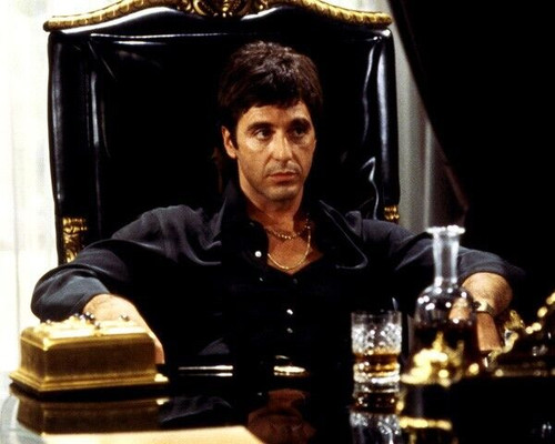 Al Pacino as Tony Montana seated at his desk Scarface 8x10 inch real ...