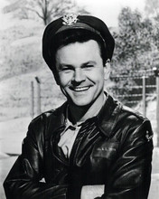 Bob Crane smiling portrait in leather flying jacket Hogan's Heroes TV 8x10 photo