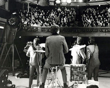 The Beatles look out at the audience during break in TV performance 8x10 photo