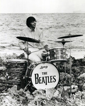 Ringo Starr at his drums on Bahamas beach fil;ming Help 1964 8x10 inch photo