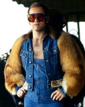 Elton John 1970's cool fashion in fur and denim 8x10 inch photo