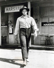 Clint Walker outside Marshall office Cheyenne western TV 8x10 inch photo