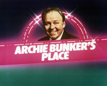 Archie Bunker's Place 1979 Carroll O'Connor smiling with show logo 8x10 photo