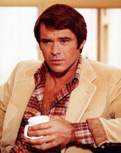 Robert Urich holding coffee cup as Dan Tanna from Vegas TV 8x10 inch photo