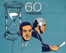 60 Minutes Mike Wallace & Harry Reasoner artwork by TV show logo 8x10 inch photo