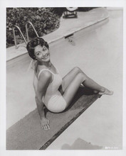 Adele Mara poses on pool diving board vintage 8x10 inch photo