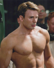 Chris Evans beefcake with his shirt off bare chested vintage 8x10 inch photo