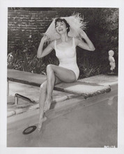 Adele Mara vintage 8x10 inch photo in swimsuit posing on diving board 1950's era