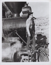 Jock Mahoney vintage 8x10 inch photo standing on front of train in western