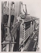 Harold Lloyd on cradle above Manhattan Safety Last vintage 8x10 inch photo