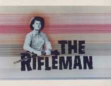 The Rifleman Chuck Connors holding rifle across TV show title vintage 8x10 photo