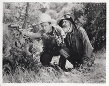 Roy Rogers and Gabby Hayes guns drawn at ready vintage 8x10 inch photo