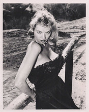 Eve Meyer sultry 1950's pose bare shoulders in black dress vintage 8x10 photo