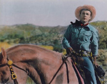 Roy Rogers sits atop of Trigger vintage 8x10 inch photo rare color version