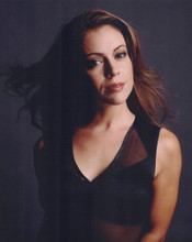 Alyssa Milano publicity portrait in black dress 1990's vintage 8x10 inch photo