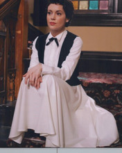 Alyssa Milano in period costume seated on staircase Charmed vintage 8x10 photo