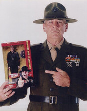 R. Lee Ermey shows off his Full Metal Jacket doll figure vintage 8x10 inch photo