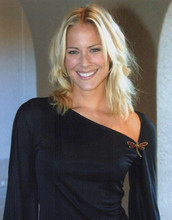 Brittany Daniel 1990's smiling for the press in black dress vintage 8x10 photo