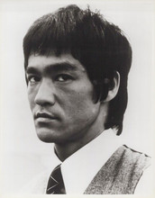 Bruce Lee looks serious in shirt and tie vintage 8x10 inch photo