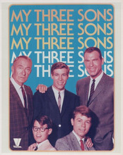 My Three Sons classic sitcom cast pose by show's logo vintage 8x10 inch photo