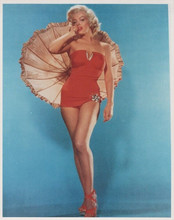 Marilyn Monroe 1950's pin-up in red swimsuit vintage 8x10 inch photo parasol