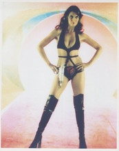 Caroline Munro full body in black boots & corset Starcrash vintage 8x10 photo