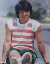 Jackie Chan vintage 8x10 inch photo young pose in t-shirt and shorts