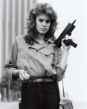 Catherine Mary Stewart holding up gun 1984 Night of the Comet 8x10 inch photo