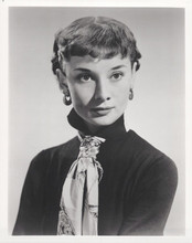 Audrey Hepburn classic 1950's European look wearing scarf vintage 8x10 photo