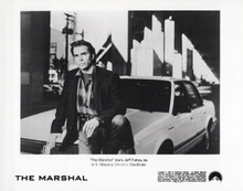 Jeff Fahey 1994 vintage 8x10 inch photo sits on car hood The Marshall TV series