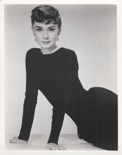 Audrey Hepburn classic 1950's studio portrait in black dress vintage 8x10 photo