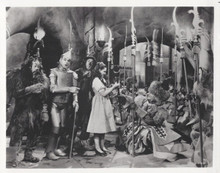 Wizard of Oz Judy Garland and cast in scene with munchkins vintage 8x10 photo