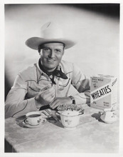 Gene Autry tucks into his Wheaties cereal vintage 8x10 inch photo