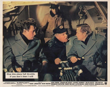 Airport 1970 George Kennedy Burt Lancaster in cockpit of Global jet 8x10 photo