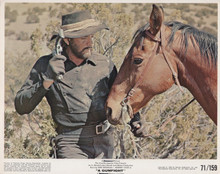Johnny Cash with his horse in scene from 1970 A Gunfight 8x10 inch photo