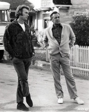 Breezy 1973 director Clint Eastwood on set with star William Holden 8x10 photo