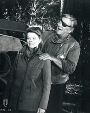 Roster Cogburn Katharine Hepburn John Wayne share joke on set 8x10 inch photo