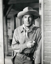 Randolph Scott 1950's original 8x10 inch photo western movie holds sheriff badge