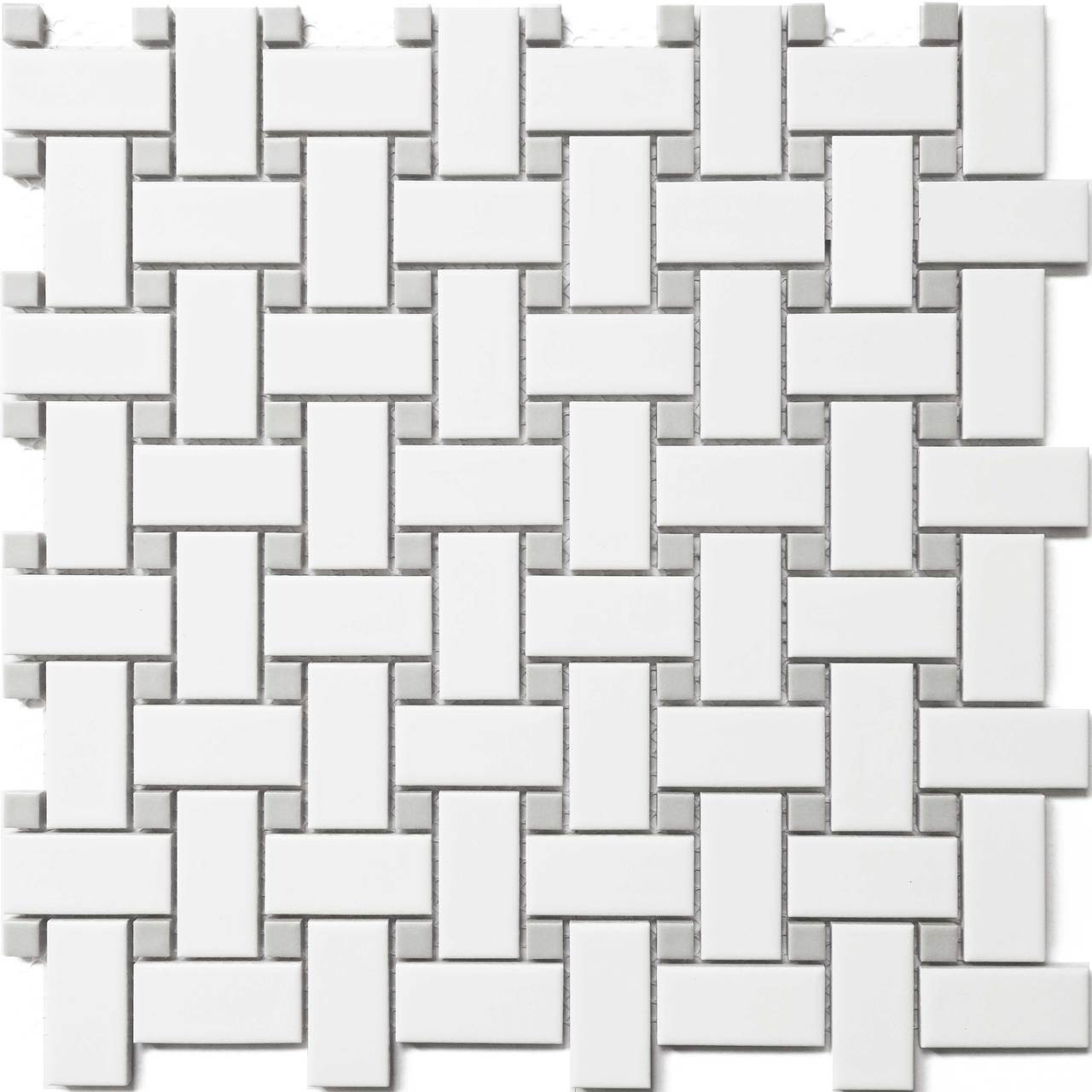 CC Mosaics White & Grey Basket Weave Wave Dot 12x12 Tiles Direct Store